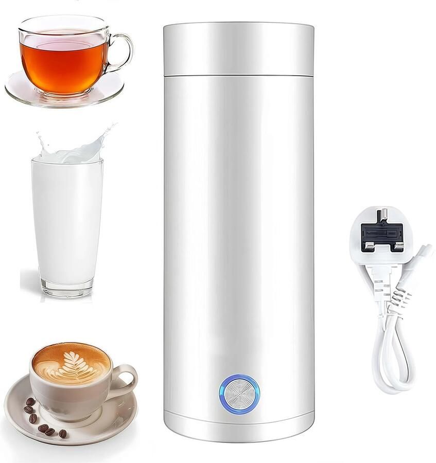 Reiswaterkoker 3-in-1 draagbare elektrische waterkoker en thermoskan automatische uitschakeling mini-waterkoker van 400 ml te gebruiken voor het zetten van melk koffie en thee
