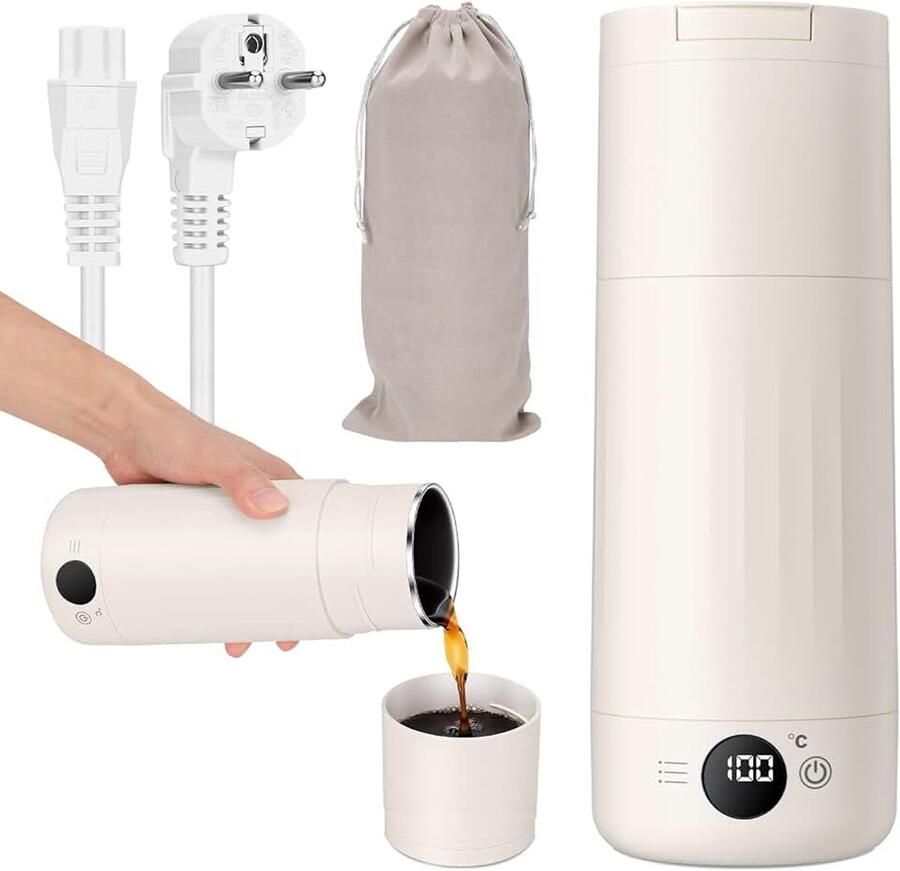 Reiswaterkoker 600ml draagbare waterkoker van roestvrij staal snel koken en temperatuurinstelling kleine thermoskan voor het zetten van koffie thee kamperen kantoor en hotels