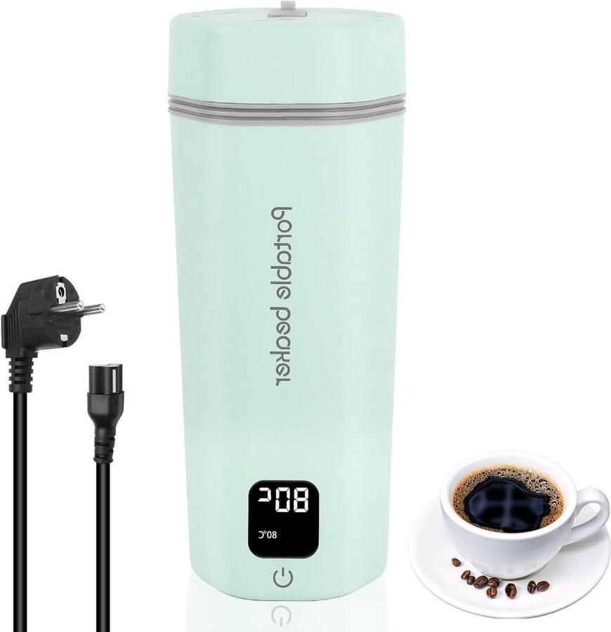 Reiswaterkoker Elektrisch Mini Waterkoker Warme Drankjes Maken 6 Temperatuur Opties 450 ml Lichtgroen