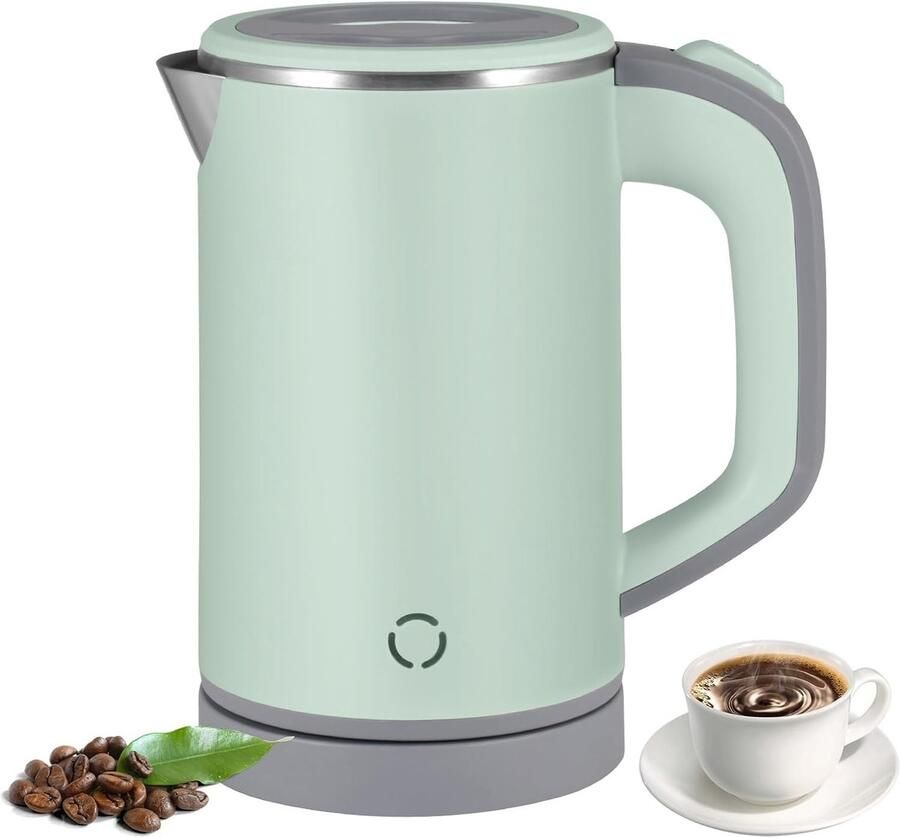 Lexium Store Retro waterkoker Groen 10 x 18 5 cm Roestvrijstalen Mini Reiswaterkoker Voor Camping en Reizen