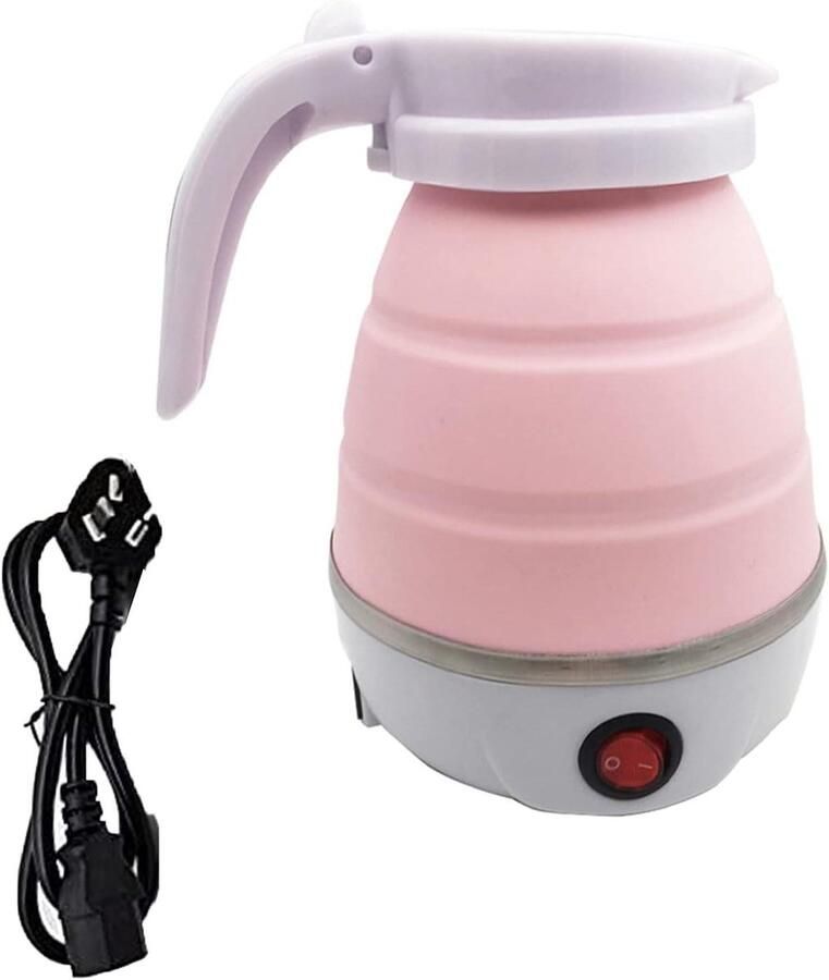 Reiswaterkoker Klapbare waterkoker Onderweg heet water Voedselveilig siliconen 0.6 liter Roze