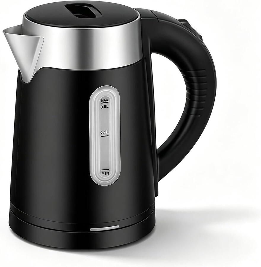 Reiswaterkoker klein 800 ml 600 W campingwaterkoker met waterniveau-indicator elektrische waterkoker voor reizen camping caravan of onderweg snel automatische uitschakeling