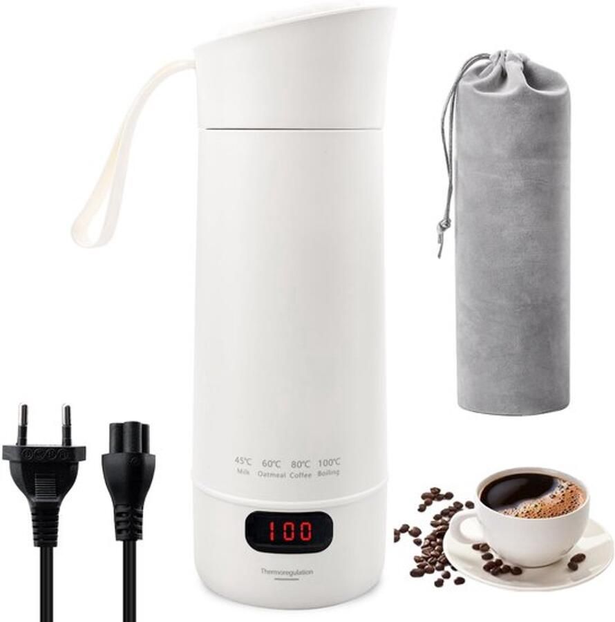 Reiswaterkoker klein reiswaterkoker klein autowaterkoker 400 ml mini draagbare elektrische waterbeker kleine mini-waterkoker camping reizen waterkoker voor koffie thee bereiding