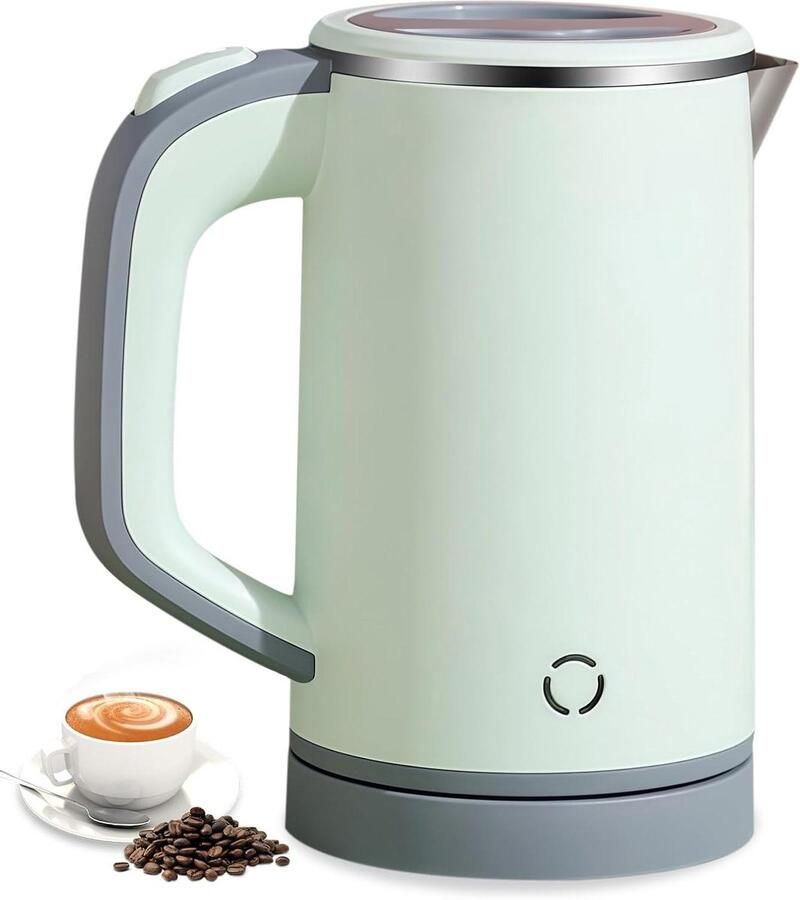 Reiswaterkoker Mini waterkoker Draagbare waterkoker Koffie en thee zetten Snelkoken in 5 minuten 800 ml Groen