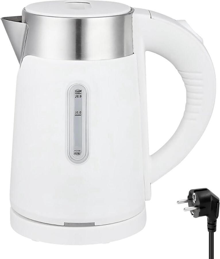 Reiswaterkoker Mini waterkoker Snel water koken Roestvrij staal 08 liter Wit