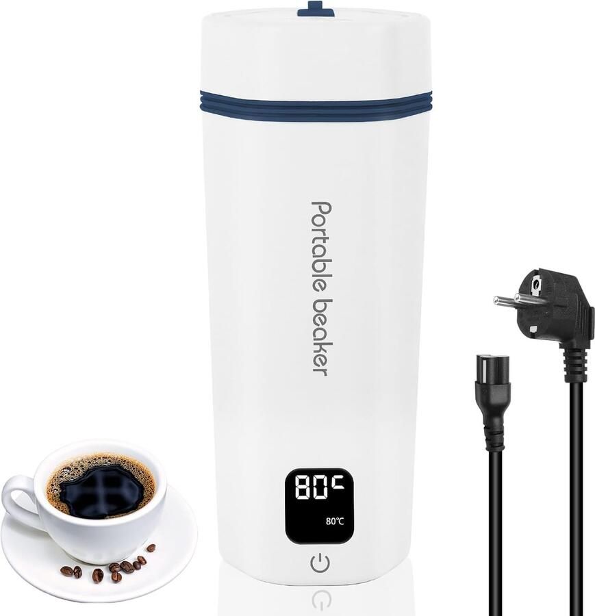 Reiswaterkoker Mini waterkoker Warm water meenemen 6 temperatuurstanden 450 ml Wit