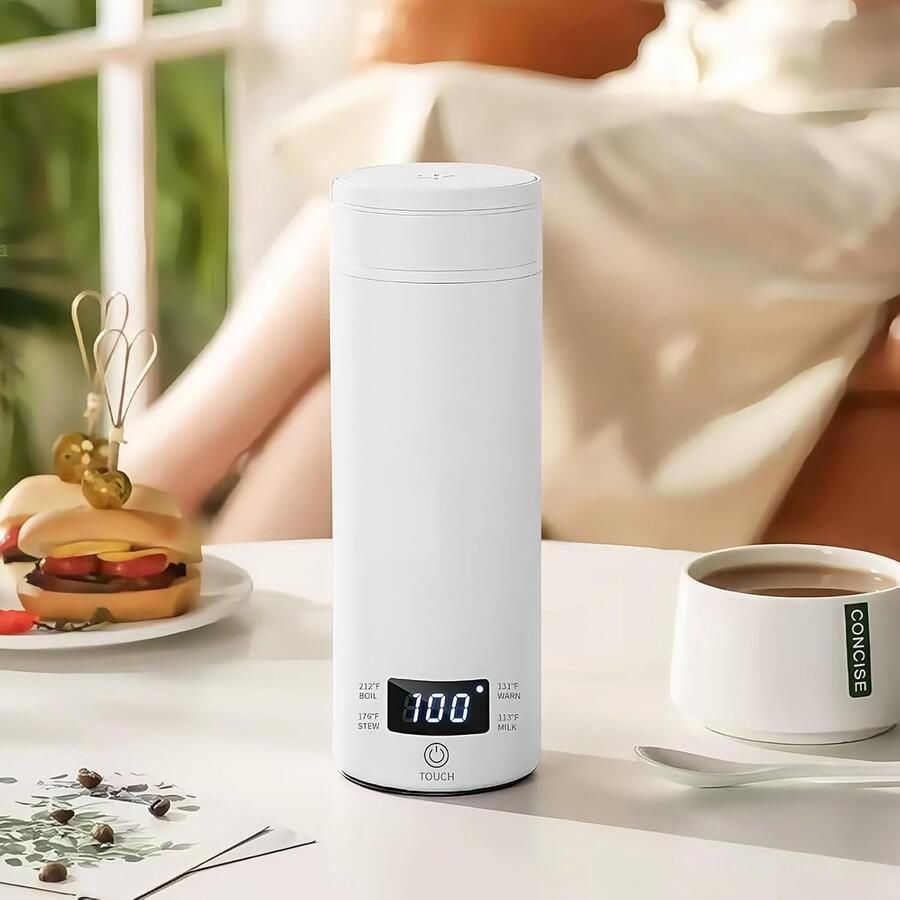 Reiswaterkoker Mini waterkoker Warme dranken maken Intelligente temperatuurregeling 500 ml Wit