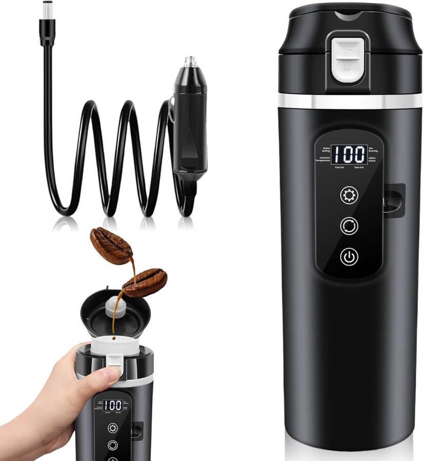 Reiswaterkoker voor Auto 500 ml Lekvrij en Draagbaar Perfect voor Camping en Lange Afstanden