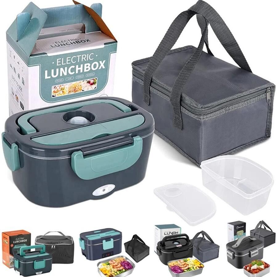 Reky Magnetron Elektrische lunchbox Voedselverwarmer Magnetronoven Oven RVS 60W 1.5 L Blauw 24 × 17 × 11 5 cm
