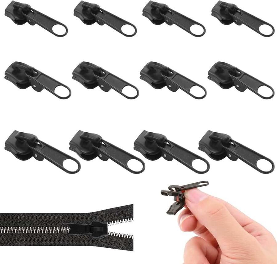 Reparatieset 12 stuks ritssluitingen vervanging afneembare ritssluiting fix-ritssluiting voor kleding rugzak bagage slaapzak