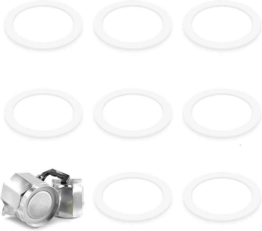 Reserveafdichtingen Koffiepot Espresso Onderdelen Koffie Maken Perfecte Pasvorm 8 Stuks Wit