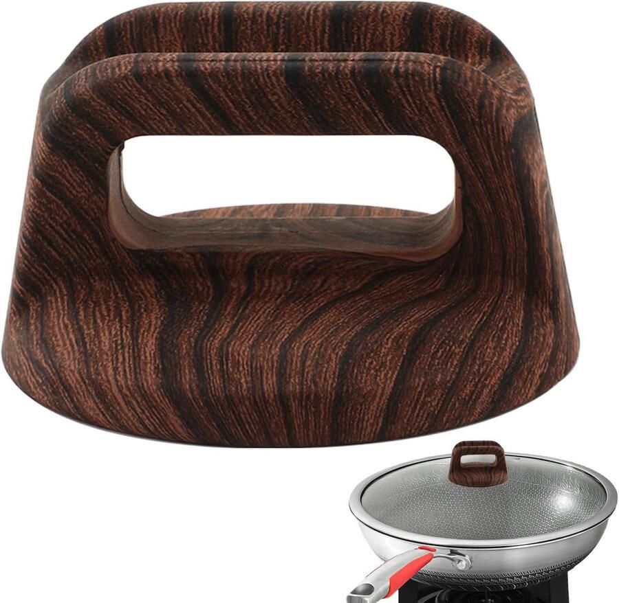 Reservehandvat Pannendeksel Kookgerei Knop Veilig Koken Hittebestendig Ontwerp 6.8 x 6.6 cm Donkerbruin