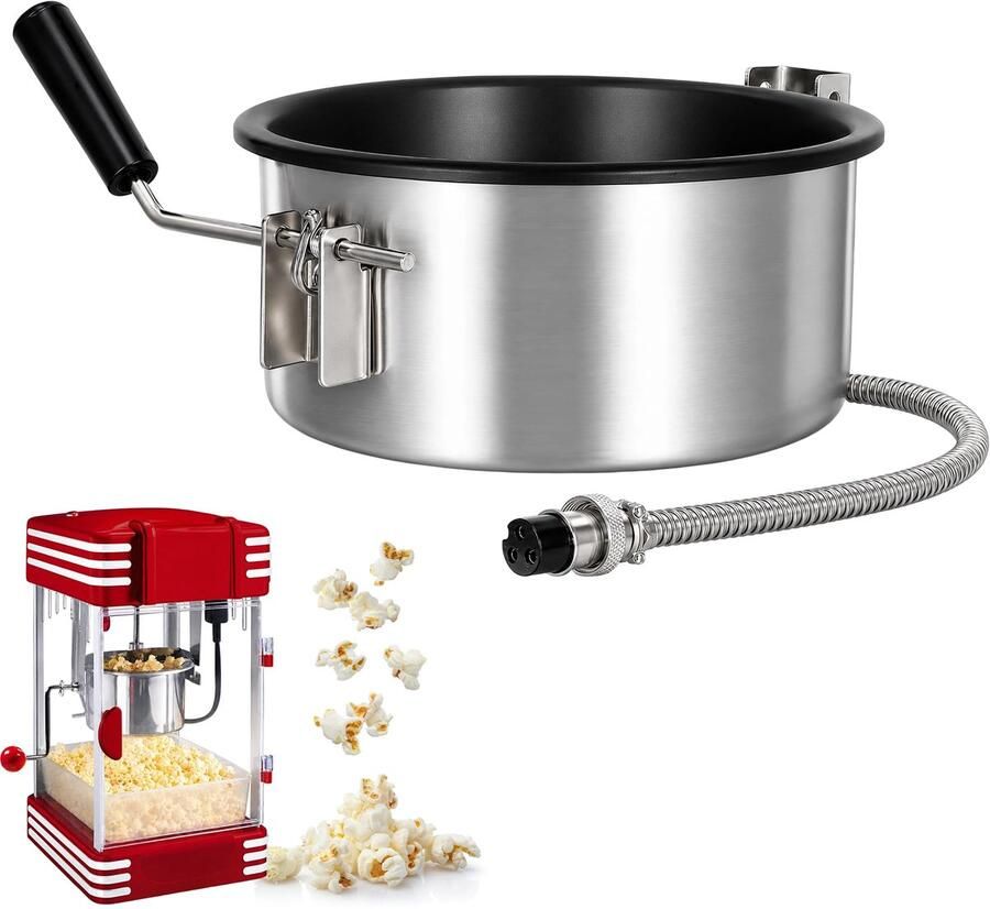 Reservepot voor popcornmachine roestvrij staal met handvat en houder ShopVlot