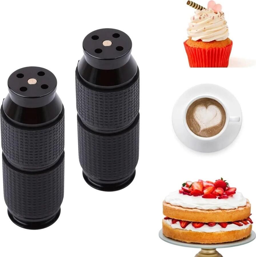 Reserveset met 2 slagroomopschuimers een spuitmondje Geschikt voor de slagroomdispenser een dispenser en een spatel Geschikt voor de slagroom (zwart)