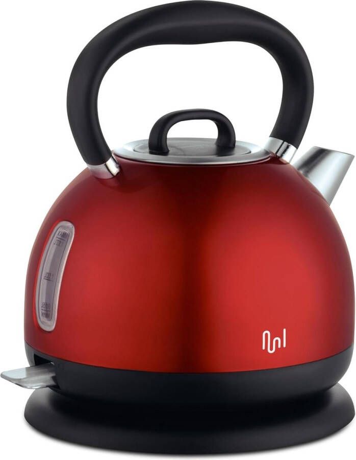 Retro 2200 watt roestvrij stalen waterkoker max. inhoud 17 liter met droogkookbeveiliging theeketel met verwisselbaar kalkfilter (rood)