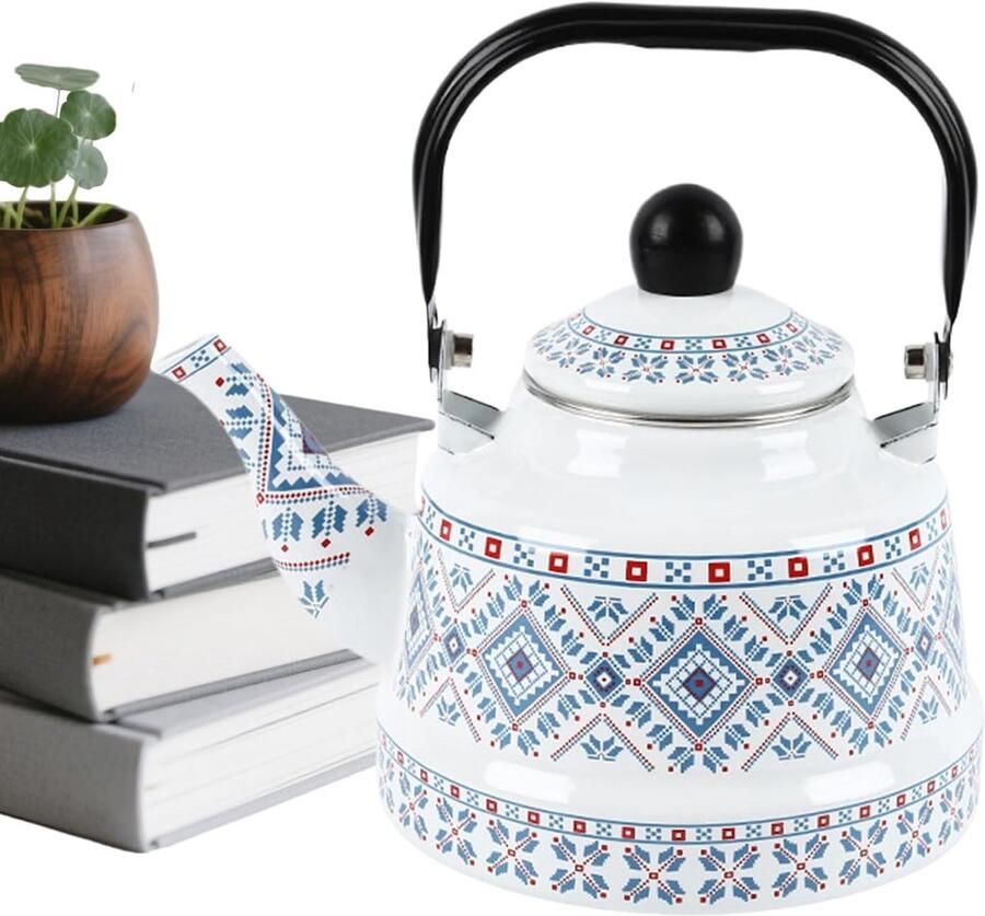 Retro Geëmailleerde Waterkoker Multicolor 2 5 liter Voor Fornuis en Buiten Voor Thuis en Studentenhuizen