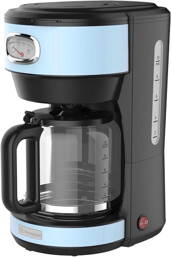 Retro Koffiezetapparaat – Filterkoffie – Herbruikbaar Filter – 1 25L – 10 Koppen – 1000W – Blauw