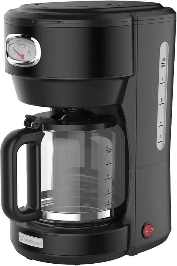 Retro Koffiezetapparaat – Filterkoffie – Herbruikbaar Filter – 1 25L – 10 Koppen – 1000W – Zwart