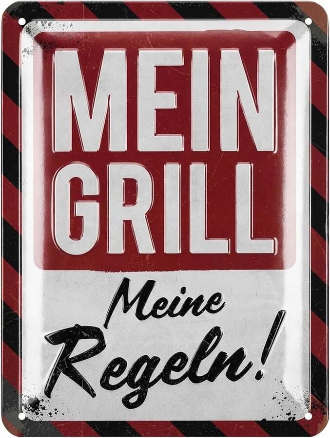 Retro metalen borden grillen Mijn Grill Mijn REGELS BBQ Grill Retro Decoratie Grillplaats Schild Tuin ShopVlot