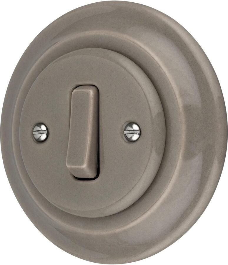 Retro porcelain recessed changeover switch all-in-one series PR1 grey beige ShopVlot