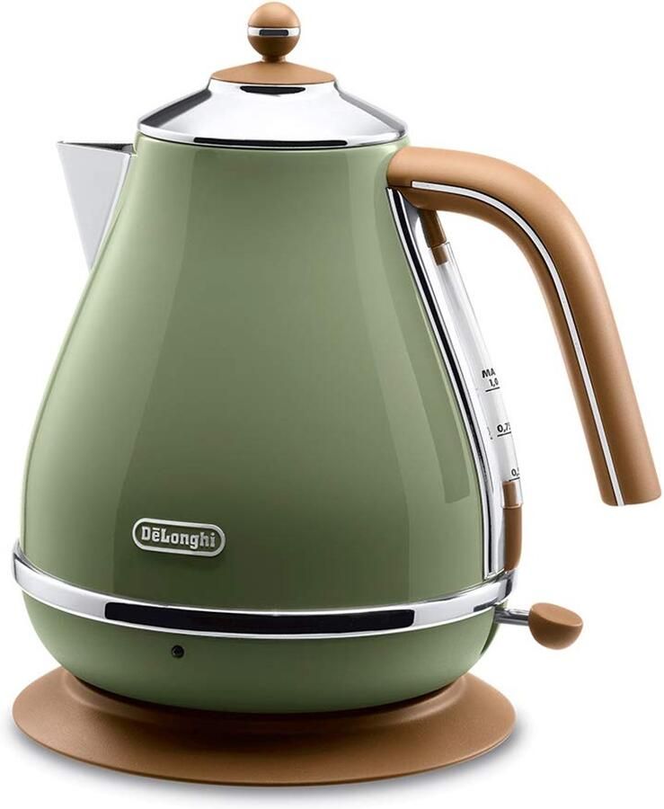 Retro Waterkoker 1 7L – 2000W – RVS – Snoerloos met 360° Voet – Droogkookbeveiliging – Groen Beige