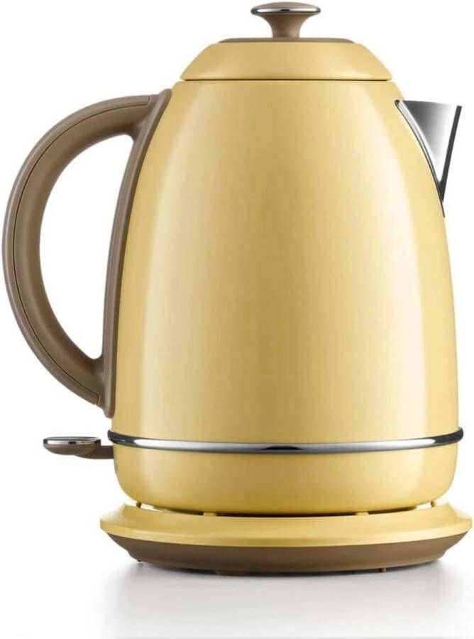 Retro Waterkoker 1.7L RVS BPA-vrij Automatische Uitschakeling Stijlvolle Gele Afwerking