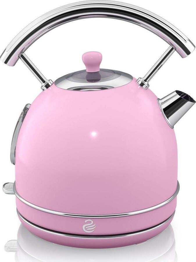 Retro Waterkoker Draadloos 1 8 l Roze Roestvrij staal