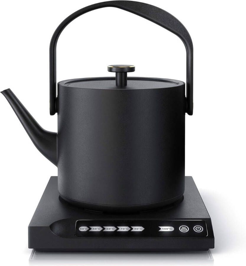 Retro waterkoker Inhoud 0 5 liter Roestvrijstaal 360 Graden Voet – Waterkoker Zwart RVS