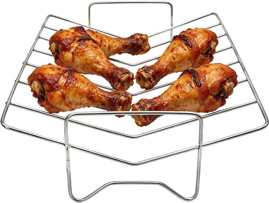Roosteren Rack Grill Oven Tool Vlees Braden V-vormige Ondersteuning 29 x 21 x 8 cm Zilver