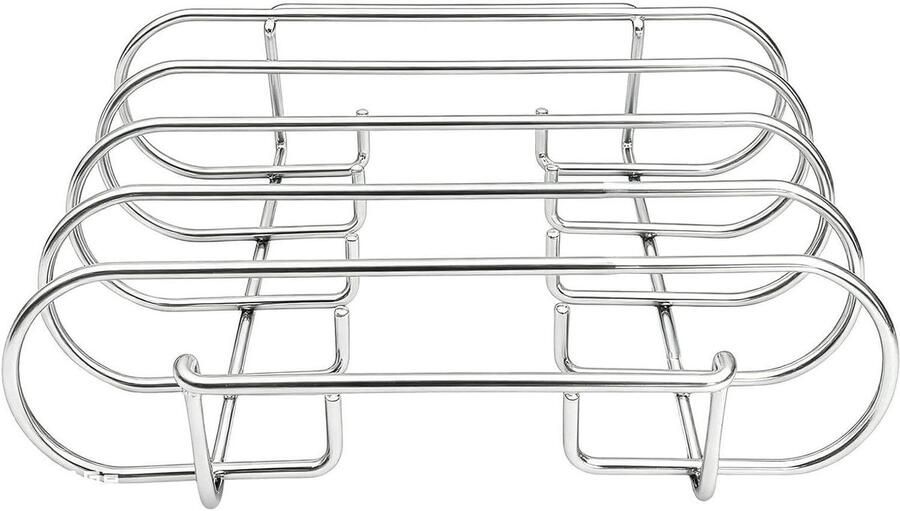 Ribrek Grill Verticale Houder Vlees Grillen Gelijkmatige Warmteverdeling 4 Sleuven Zilver