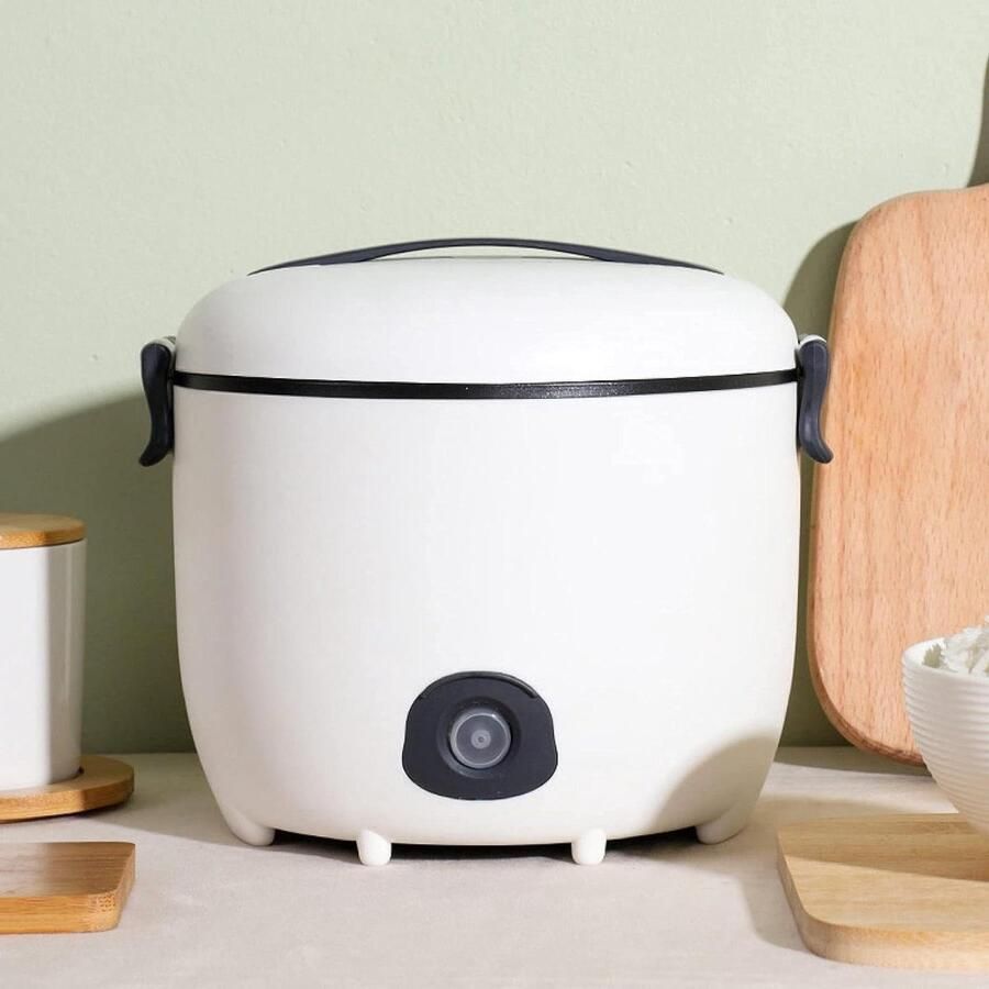 Rice Cooker Mini Rice Cooker 1.8 Litre Small Multicooker with Removable Rice Pot with Non-Stick Coating and Keep Warm Function for 1-3 People White