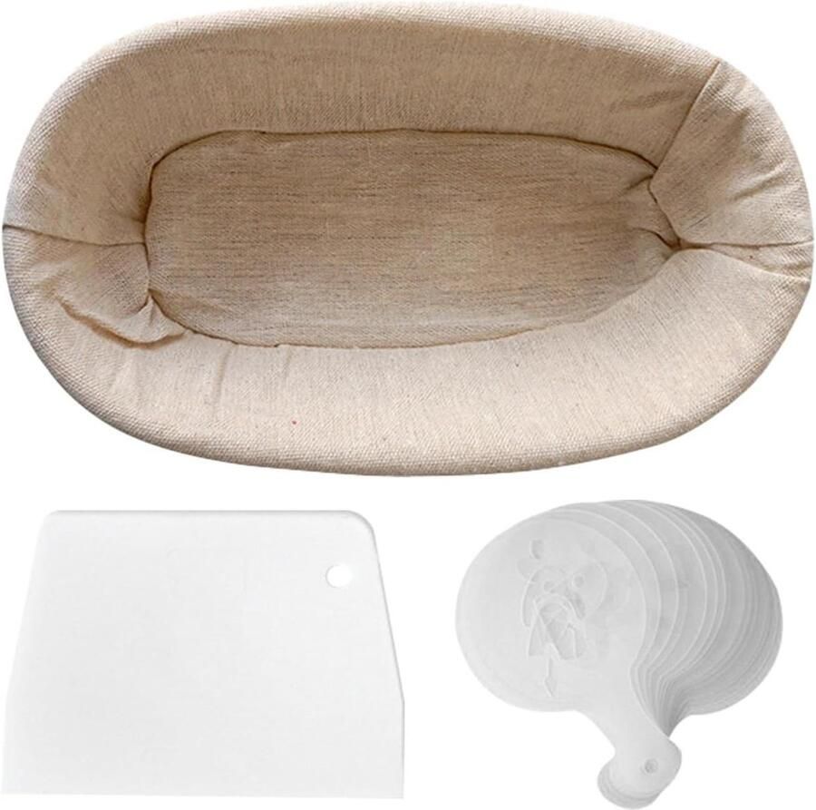 Rieten mand Geweven mand Deeg laten rijzen Natuurlijk materiaal 27 x 13 x 7 cm Beige
