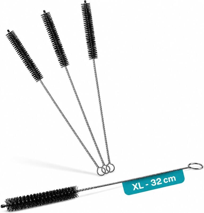 Rietjesborstel 4 x 9 mm Ø 32 cm Extra lange rietjesborstel Dun en flexibel Voor volautomatische koffiemachines ShopVlot