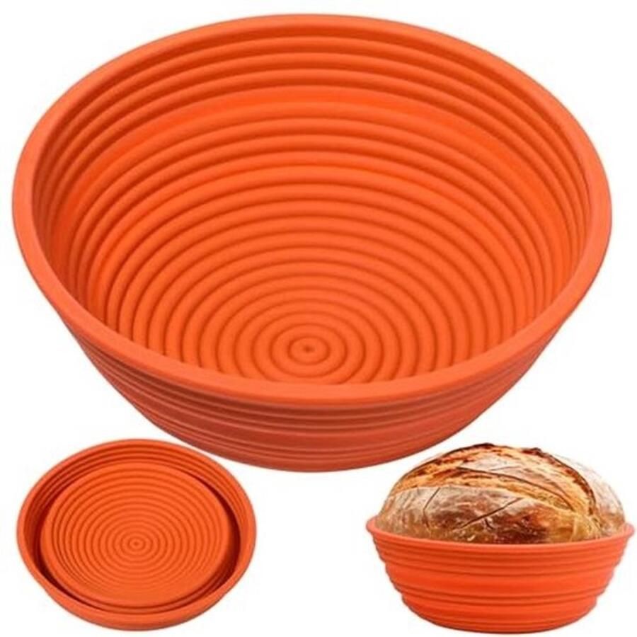 Rijs Broodmand Bakvorm Bakje Brood Bakken Opvouwbaar Siliconen 27 cm Oranje