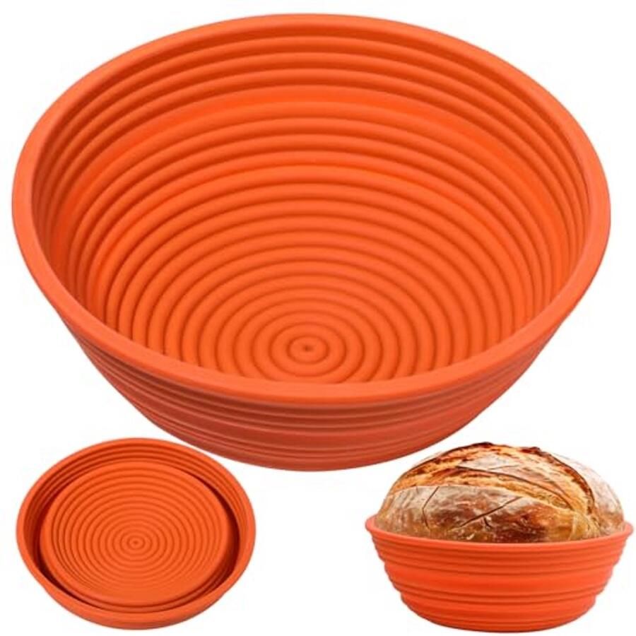 Rijs Broodmand Bakvorm Bakje Brood Bakken Opvouwbaar Siliconen 27 cm Oranje