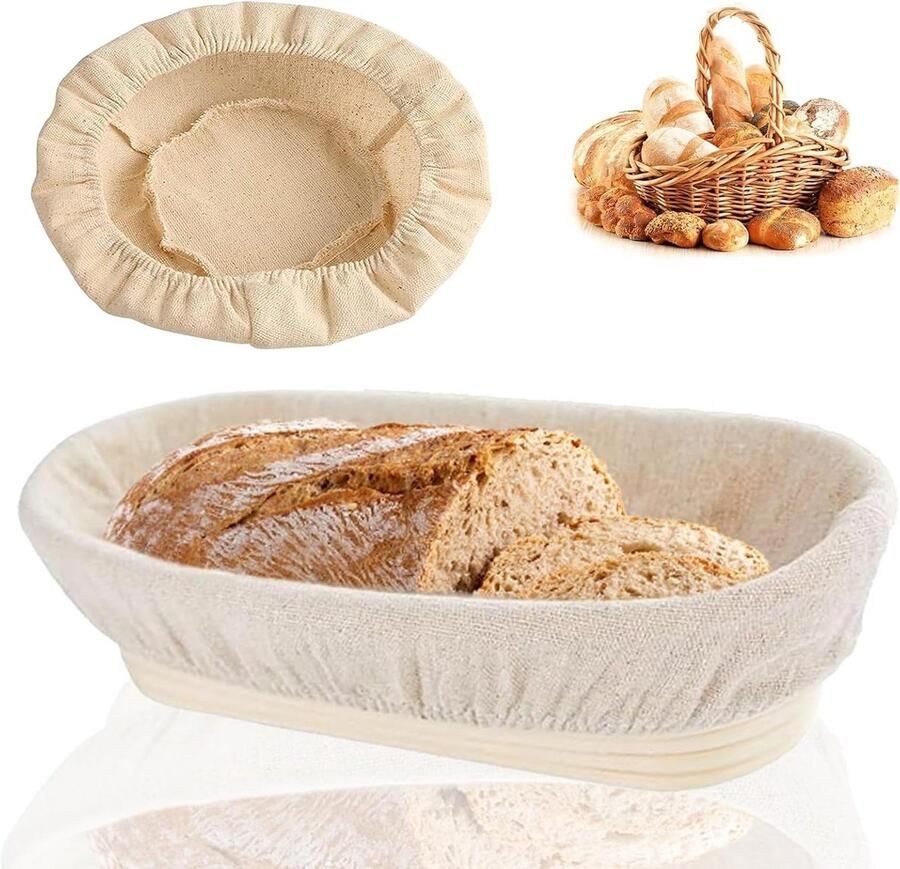 Rijsmand Brood Banneton Oval Brood Bakken Handgeweven Rotan 25 cm Natuurlijk