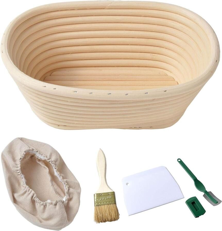 Rijsmand Brood Bakvorm Deeg Brood Bakken Handgemaakt Rotan 17 x 12 x 6 cm Natuurlijk
