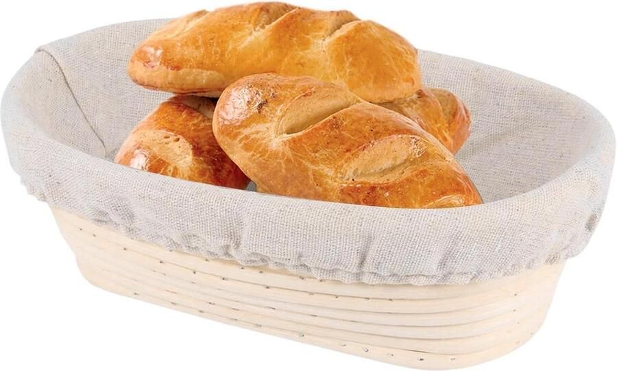 Rijsmand Brood Deegkom Banneton Zuurdesem Bakken Handgemaakt Rotan Ovaal Natuurlijk