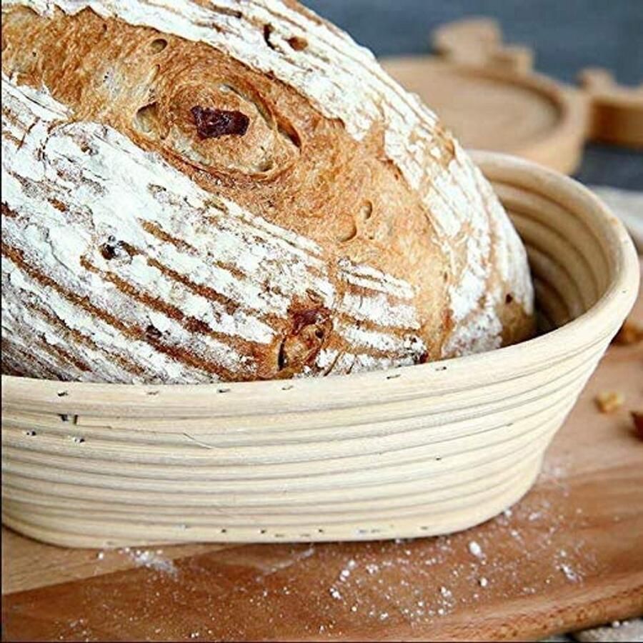 Rijsmand Brood Ovaal Mandje Brood Bakken Handgemaakt Rotan 15 x 8 x 5 cm Bruin