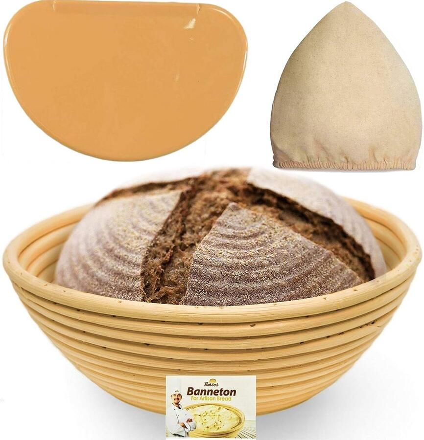 Rijsmand Broodmand deeg Zuurdesem bakken Natuurlijk rotan materiaal 23 cm rond Oranje