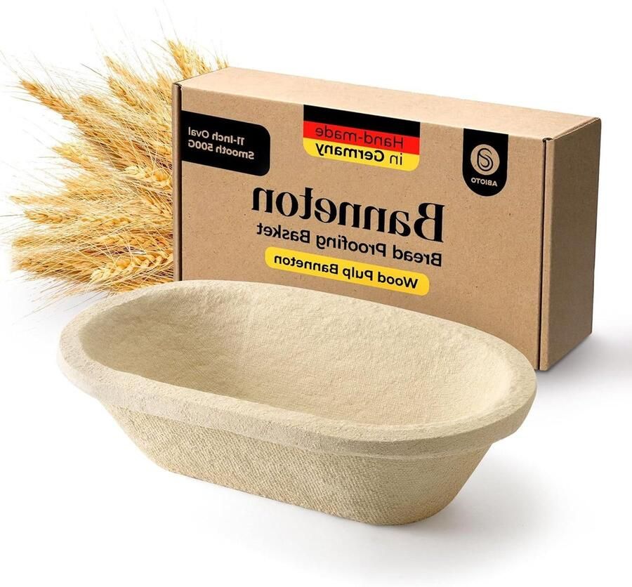 Rijsmand Houtpulp Banneton Broodmand Brood Bakken Natuurlijke Houtvezels 26.7 cm Langwerpig Beige