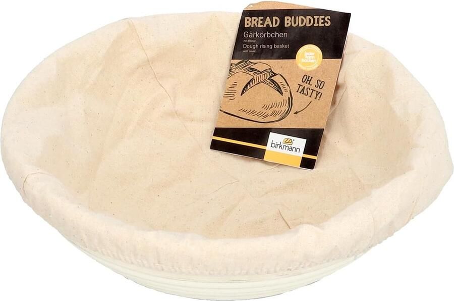 Rijsmand met hoes Brood bakmand Brood bakken Natuurlijk riet patroon Rond Beige