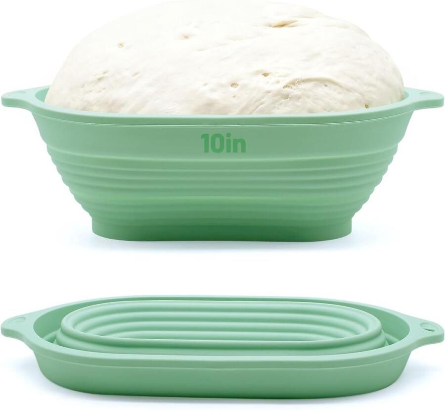 Rijsmand Ovaal Broodmand Fermentatie Broodbakken Thuis Flexibel Siliconen Materiaal 29x16x9 cm Groen