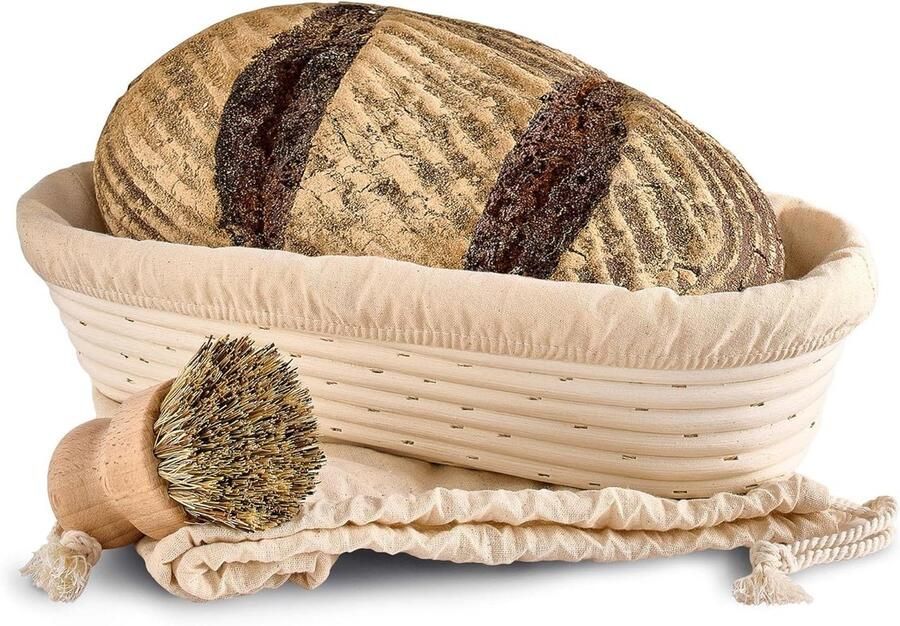 Rijsmand Ovaal Broodmandje Rieten Brood Bakken Handgemaakt Natuurlijk Riet 35 cm Beige