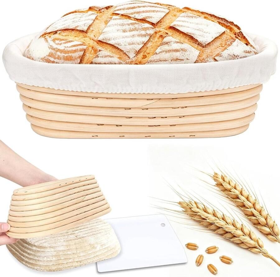 Ovale Rijsmand Broodmandje Rotan Ambachtelijk Brood Bakken Handgemaakt Natuurlijk Riet 25 cm Natuurlijk