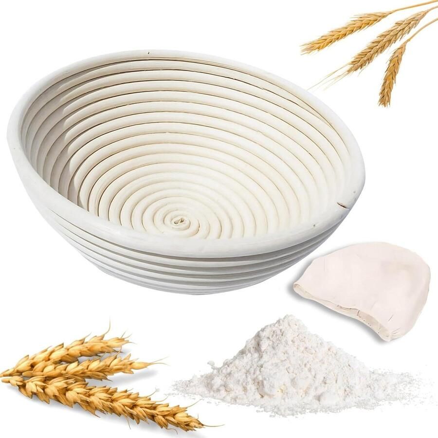 Rijsmand Rond Banneton Brood Bakken Natuurlijk Rattan Materiaal 21 cm Diameter Beige