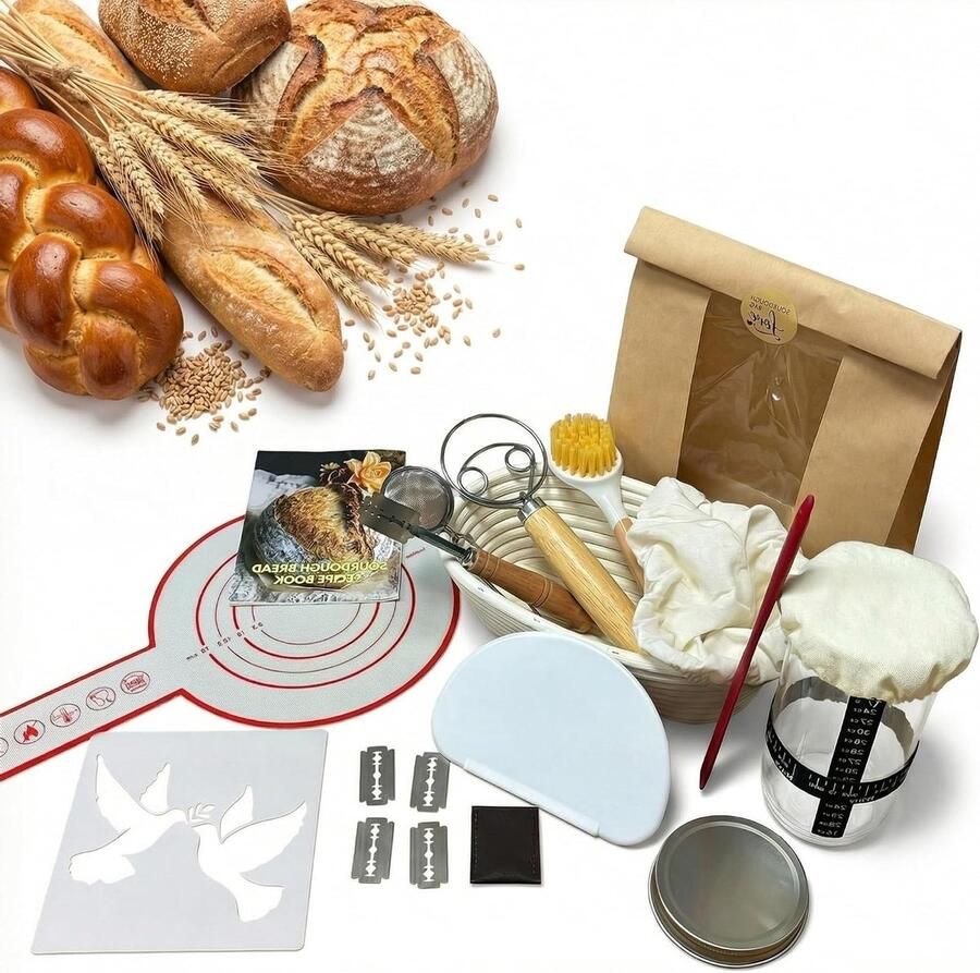 Rijsmand Set Banneton Broodmand Zuurdesem Bakken Complete Professionele Set 25 cm Niet gespecificeerd