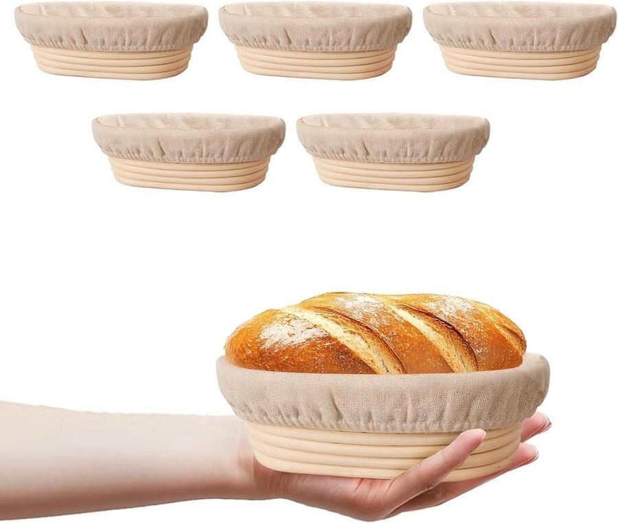 Rijsmanden Brood Banneton Manden Zuurdesem Bakken Natuurlijk Rotan 5 Stuks Beige