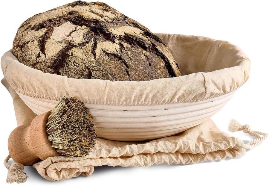 Rijsmandje Brood Banneton Rieten Mand Brood Bakken Handgemaakt Ambachtelijk 30 cm Rond Beige