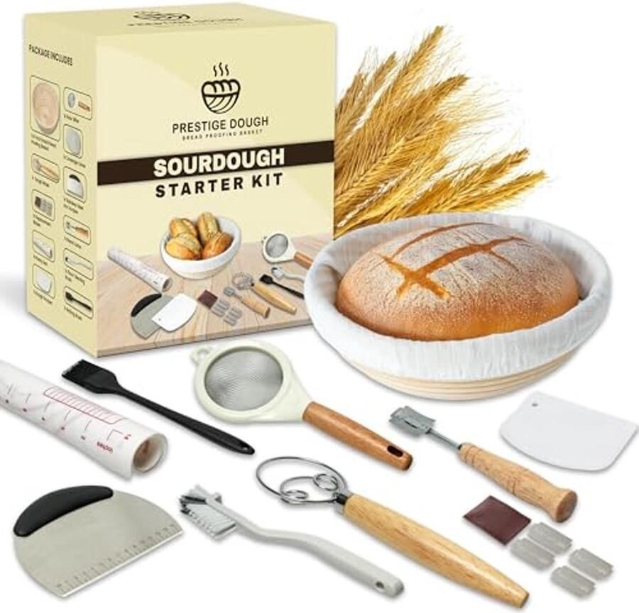Rijsmandje Brood Zuurdesem Starter Brood Bakken Natuurlijk Rotan 24 cm Rond Wit